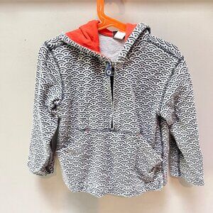 Tea Collection Toddler Hoodie Size 5‎ Gray & Red 100% Cotton Patterned Jacket